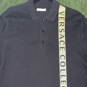 Versace Collection Black Polo with Gold Accent